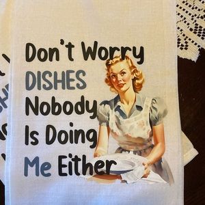 NEW Handmade by Me Kitchen Tea Towel Flour Sack Retro Style